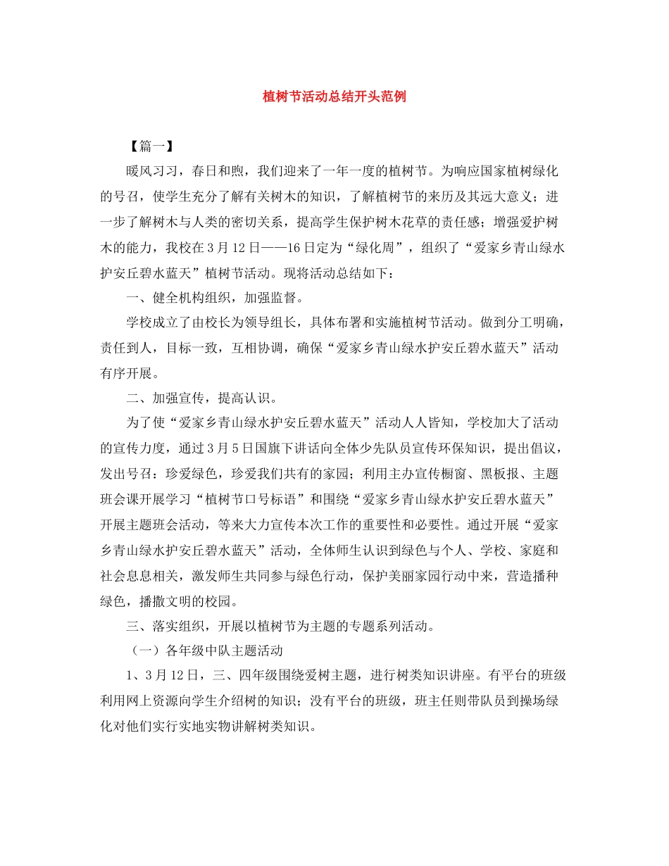 植树节活动总结开头范例_第1页
