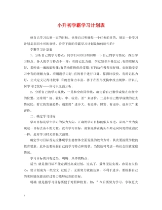 小升初学霸学习计划表 