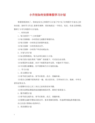 小升初如何安排寒假学习计划 