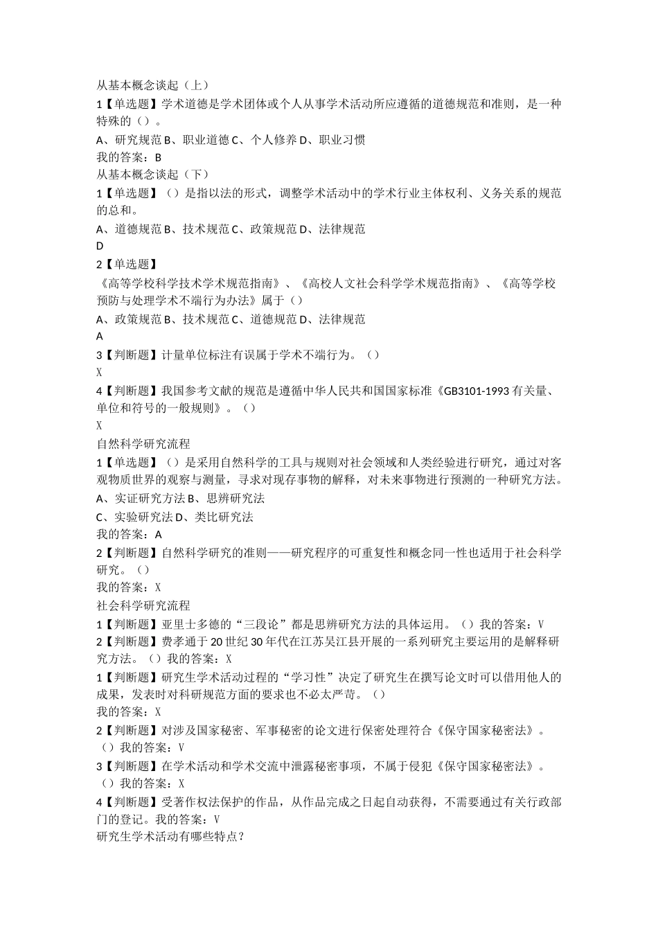 课后习题整理《尊重学术道德,遵守学术规范 》 武汉大学 林嘉_第1页