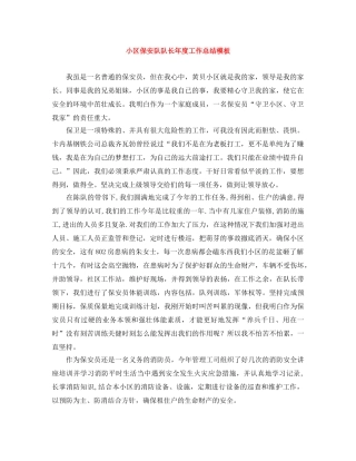 小区保安队队长年度工作总结模板 