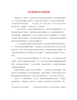 小区保安队长年终总结 