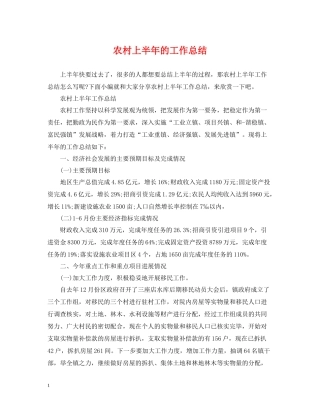 农村上半年的工作总结