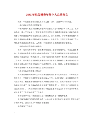 税务稽查年终个人总结范文2