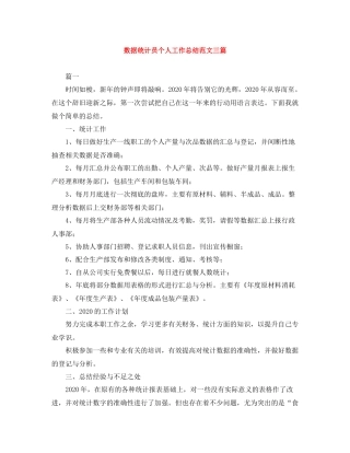 数据统计员个人工作总结范文三篇