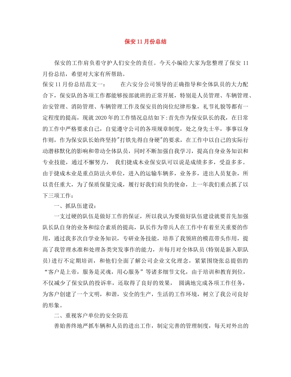 保安11月份总结 _第1页