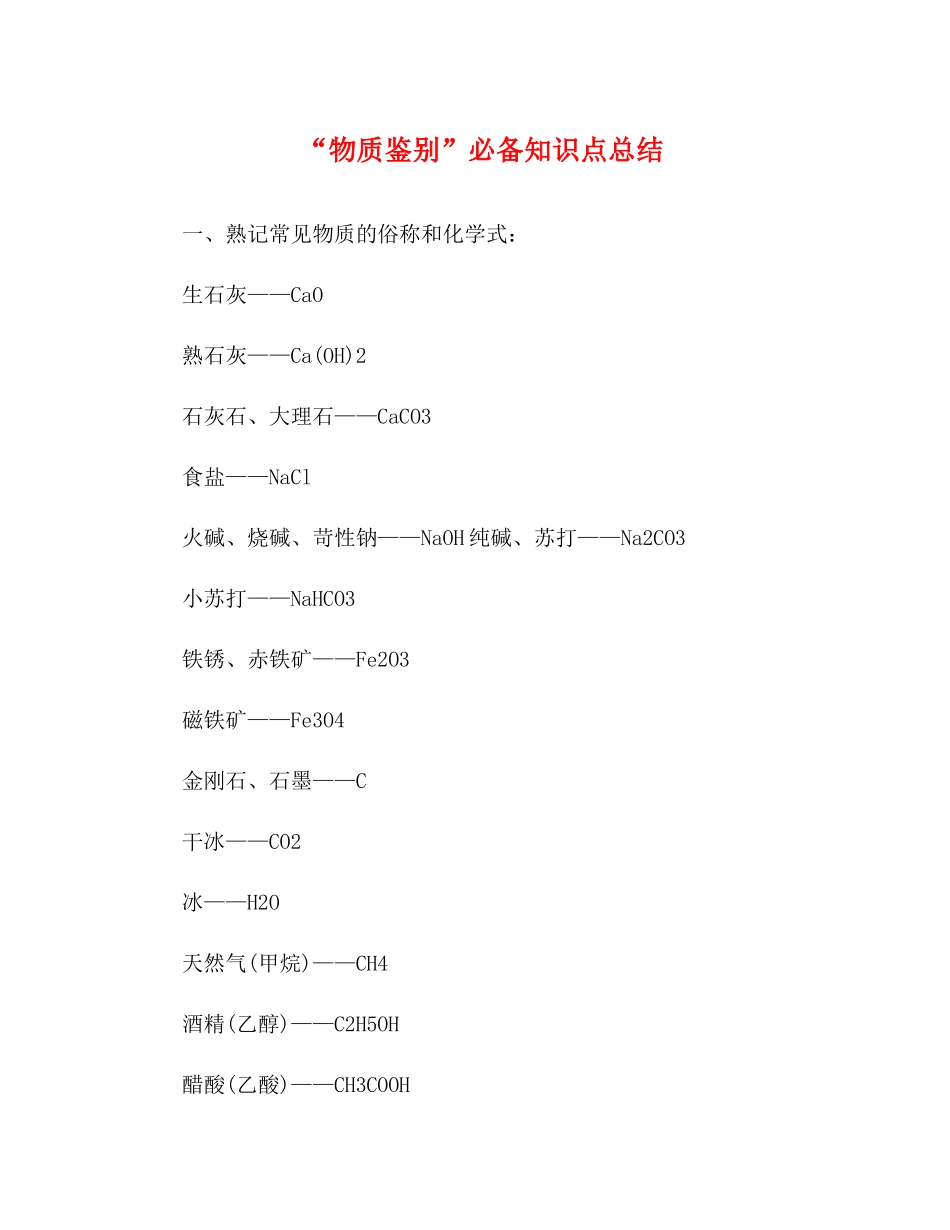 物质鉴别必备知识点总结_第1页