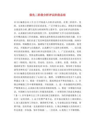保先二阶段分析评议阶段总结 