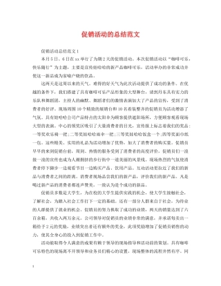 促销活动的总结范文 