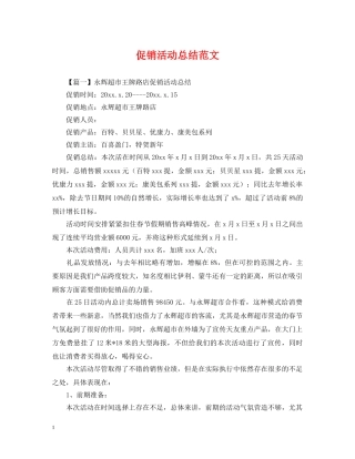 促销活动总结范文 