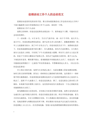 促销活动工作个人的总结范文 
