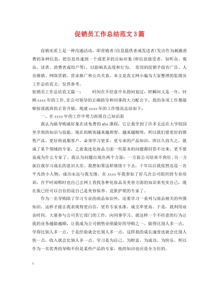 促销员工作总结范文3篇 