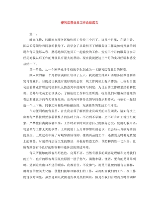 便利店营业员工作总结范文 