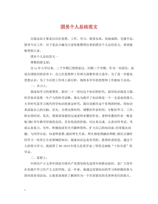 团员个人总结范文