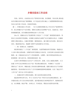 乡镇安监站工作总结