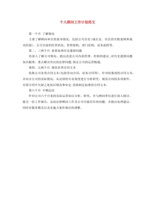 个人顾问工作计划范文 