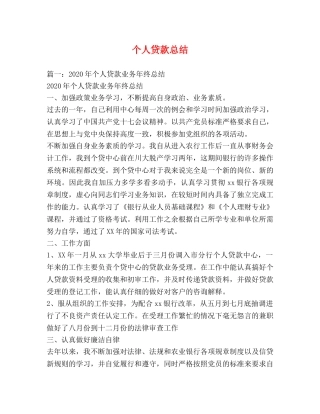 个人贷款总结 
