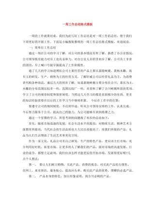 一周工作总结格式模板