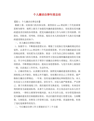 个人廉洁自律年度总结 
