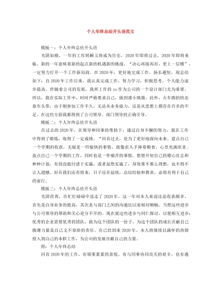 个人年终总结开头语范文 