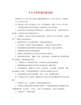 个人工作行动计划2024 