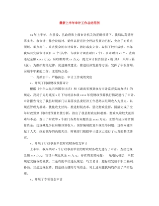 上半年审计工作总结范例