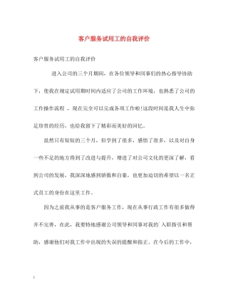 客户服务试用工的自我评价