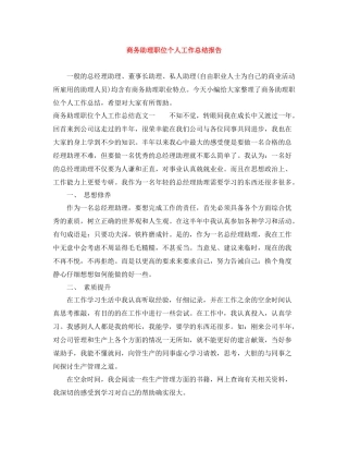 商务助理职位个人工作总结报告