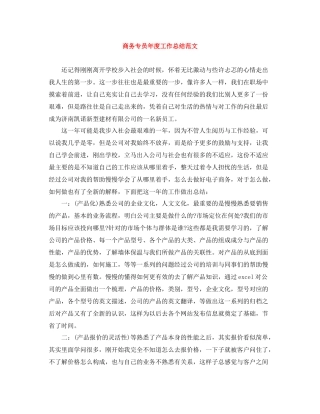 商务专员年度工作总结范文