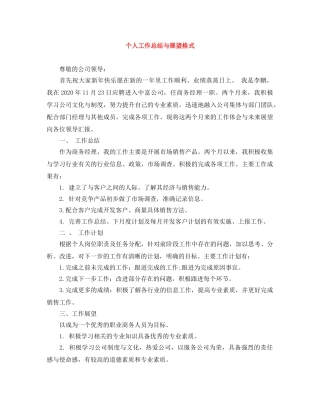 个人工作总结与展望格式 