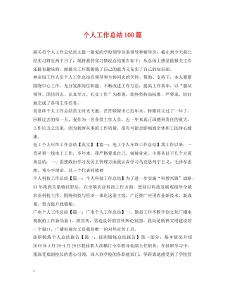 个人工作总结100篇 