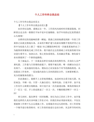 个人工作年终自我总结 