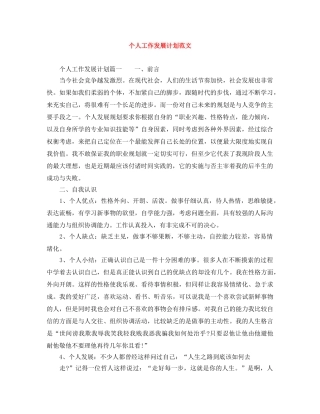 个人工作发展计划范文 