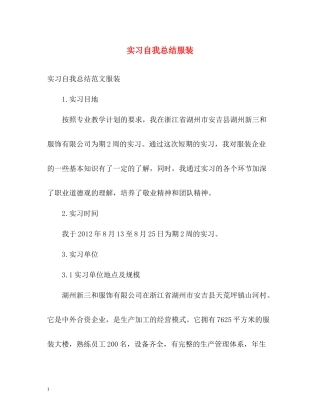 实习自我总结服装