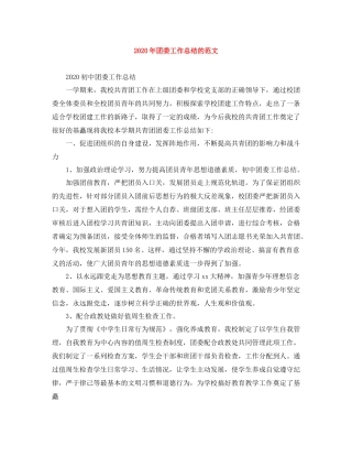 2020年团委工作总结的范文