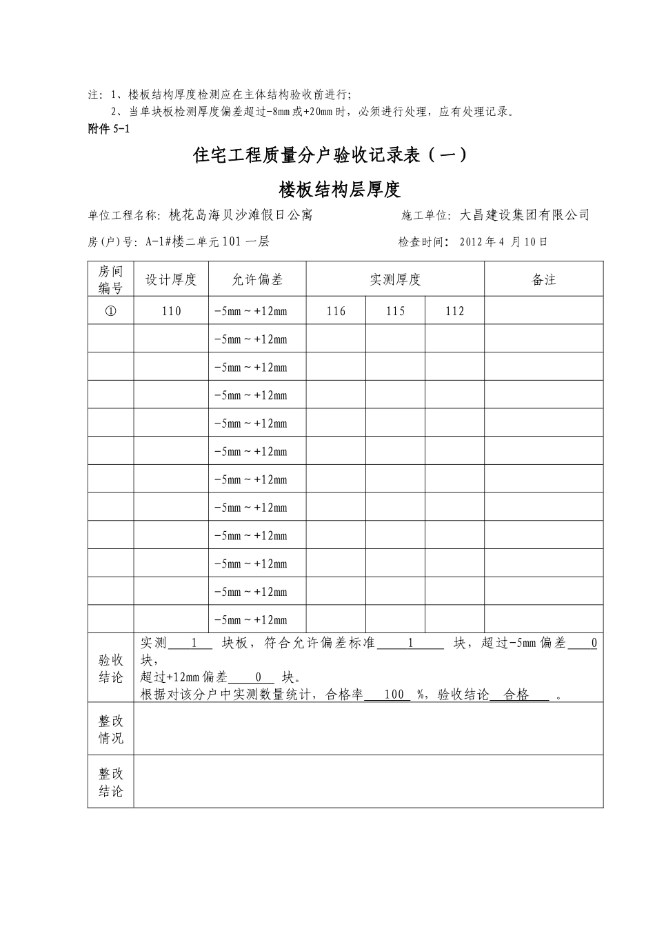 一单元住宅工程质量分户验收表_第3页