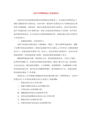 2020年市律师协会工作总结范文
