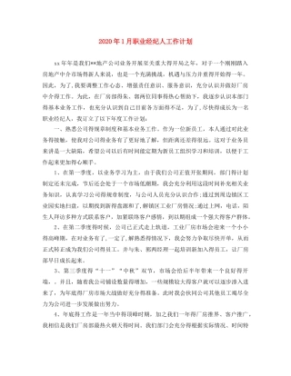 2024年1月职业经纪人工作计划 