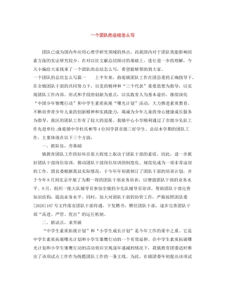 一个团队的总结怎么写