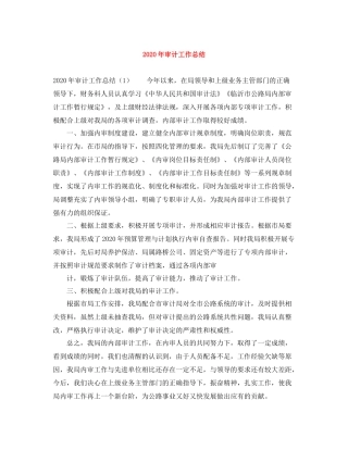 2020年审计工作总结