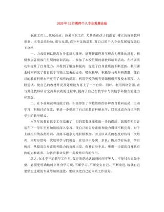2024年12月教师个人专业发展总结 