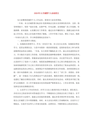 2024年12月城管个人总结范文 