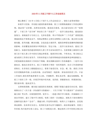 2024年11月组工干部个人工作总结范文 