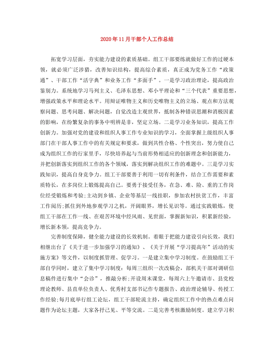 2024年11月干部个人工作总结 _第1页