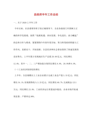 县政府半年工作总结
