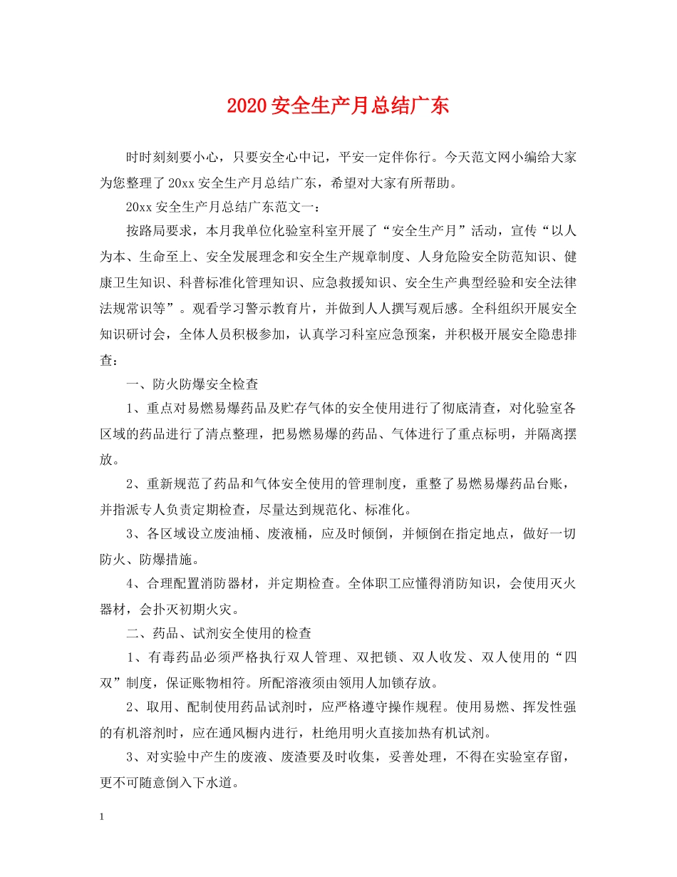 2024安全生产月总结广东 _第1页