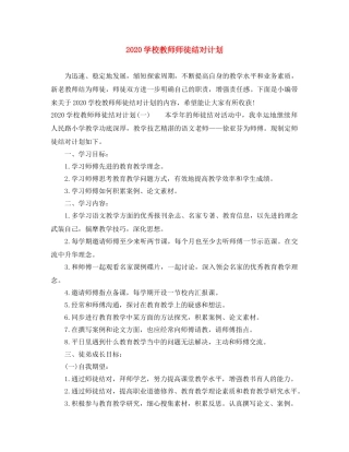 2024学校教师师徒结对计划 