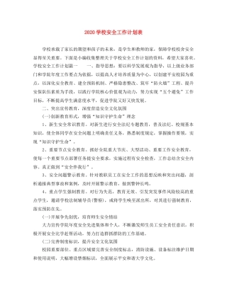 2024学校安全工作计划表 