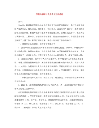 学院内部审计人员个人工作总结