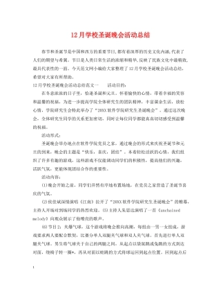 12月学校圣诞晚会活动总结